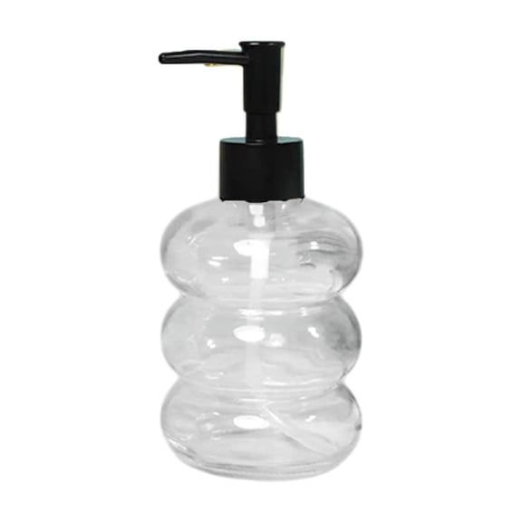 Jubipavy 350ml Stacked Bubble Glass Soap Dispenser, Refillable Pump Bottle for Hand Soap Shampoo Lotion, White/Black/Beige Options