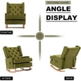 thumbnail image 4 of Modern Velvet Rocking Chair, Upholstered Lounge Accent Chair with Solid Wood Base & Comfy Armrest & Oversize High Backrest, Simple Design, Single Sofa Nursery Rocker for Home and Ofiice, Olive, 4 of 7