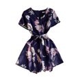 thumbnail image 1 of Mono corto para mujer, estampado floral, cuello en V, cintura alta, mameluco informal, pantalones con cordones Advancent AP001215-04B, 1 of 7