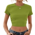 thumbnail image 6 of Bigersell Women's Short Sleeve T Shirts Fashion Women Tops Blouse Solid Round-Neck Short Sleeve T-Shirt Plus Muscle Round Neck Short Sleeve Casual T Shirts Style B36991, Green M, 6 of 6
