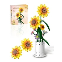 Sunflower Building Block Set, Jarsant Flower Bouquet with Vase Building Toys, Garden Home Decors Ornaments, Valentines Flower Gift for Adults Girls Boys
