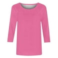 thumbnail image 5 of ZHENHONG Long Sleeve T Shirt Women Womens Tops Casual 3/4 Sleeve Crew Neck Shirts Loose Fit Tunic Blouses Summer Tees,Pink Women Blending Shirts XXL, 5 of 7