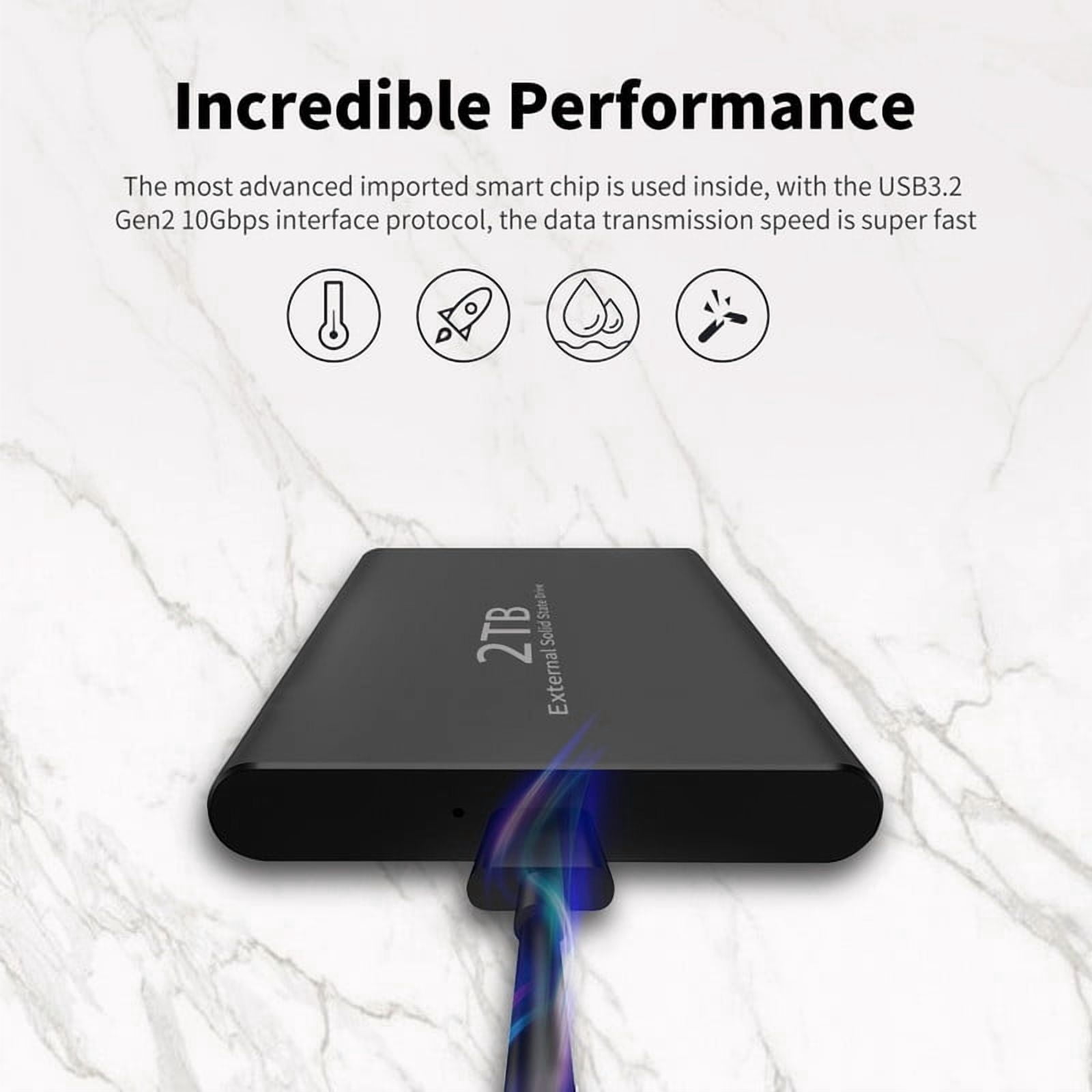 Black 2 T B Large Capacity External SSD USB 3.0 Hard Drive Typec-Computer/Laptop