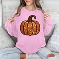 thumbnail image 3 of TKLPEHG Thanksgiving Pumpkin Sweatshirt for Women Funny Fall Pumpkin Graphic Sweatshirts Long Sleeve Pullover Tops (Pink,XL), 3 of 5