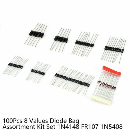 

BCLONG 100Pcs 8 Values Diode Bag Assortment Kit Set 1N4148 FR107 1N5408