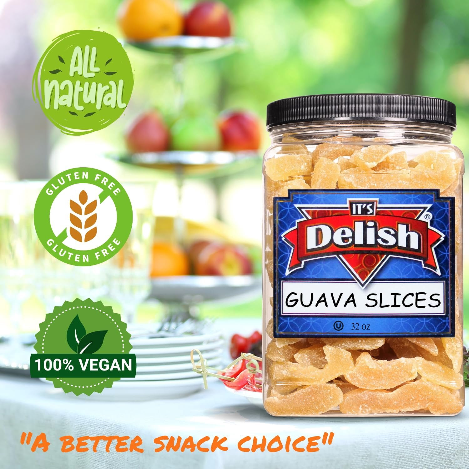 Dried Guava Slices by Its Delish, 2 LBS Jumbo Reusable Container  Candied Fruit Snack  Dehydared Guavas, Vegan, Kosher