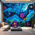 thumbnail image 3 of Modern Wallpaper Murals 3D Vibrant Stained Glass Window Botanical Motifs Peel and Stick Removable Self-Adhesive PVC Wall Stickers for Nursery Kids Bedroom TV Wall Decor, 3 of 5