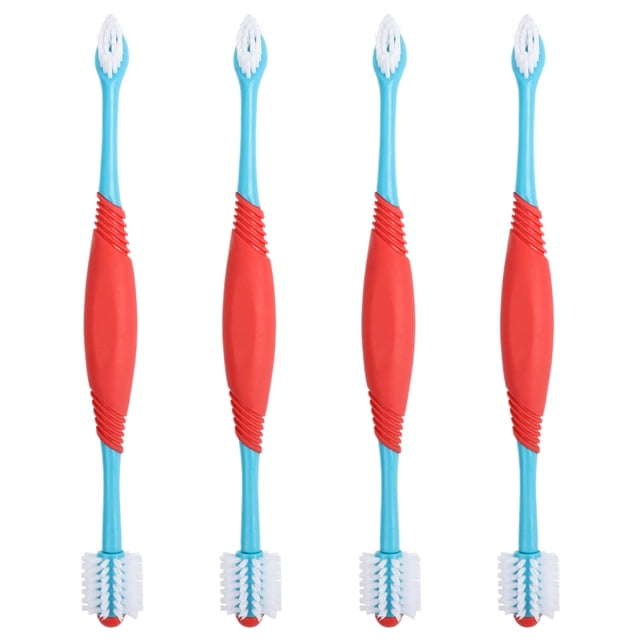 Miangastore 4pcs Convenient Pet Toothbrushes Double-end Dog Tooth Cleaning Brushes Pet Teeth Cleaners