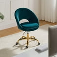 thumbnail image 3 of Luxury Office Chair Premium Modern Velvet Swivel Desk Chair with Chic Gold Legs in Bold Colors Teal, 3 of 8