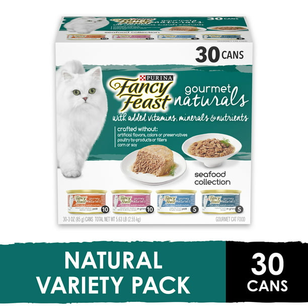(30 Pack) Fancy Feast Natural Wet Cat Food Variety Pack, Gourmet