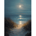 thumbnail image 1 of Qisvanset Moonlit Beach Path Canvas Wall Art 15.75x11.81 Inches, 1 of 8