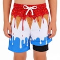 thumbnail image 3 of Tween Kids Swim Trunks With Ice Print Elastic Waist Drawstring Quick Dry Boys 11-12 Years Clothes, 3 of 4