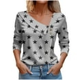 thumbnail image 1 of FAIWAD Femmes Col en V Hauts Tendance Manches Longues Chemises Boutonnées Imprimé Étoile Tunique Décontractée Slim, 1 of 3