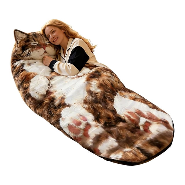 Adult Soft Sleeping Bag Plush Cat Envelope Sleeping Bag for Camping