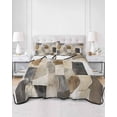 thumbnail image 3 of Black Brown Color Blocks Twin XL Size Down Alternative Comforter, Lightweight Comforter Quilt Bedding Set with Pillow Shams Abstract Geometric Art All Seasons Bed Comforter Duvet Insert 68"x98", 3 of 7