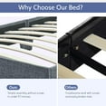 Upholstered Full Sized Steel Bed Frame with Headboard & Wood Slats