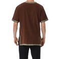 thumbnail image 3 of Short Sleeve Renaissance Top, V Neck Medieval Renaissance Tunic Top, Decorative Trim Short Sleeve Viking Peasant Cosplay Shirt for Larp Halloween Party,Earth Tone Casual Historical Top, Coffee M, 3 of 4