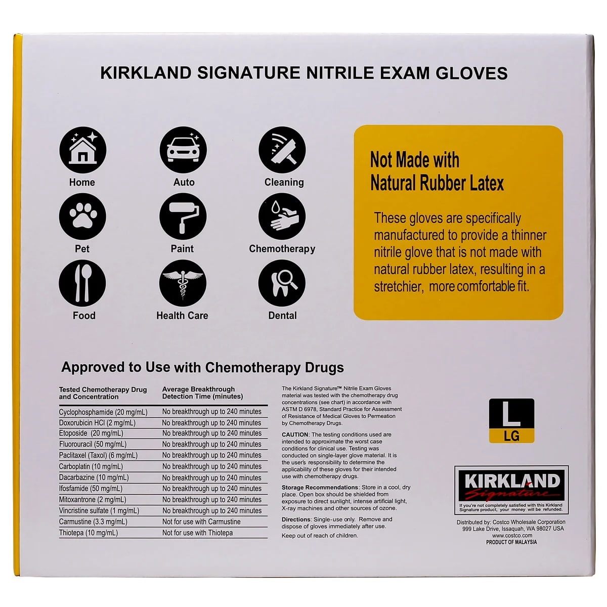 Kirkland Signature Nitrile Exam Gloves, Powder Free, Large (400 Count)