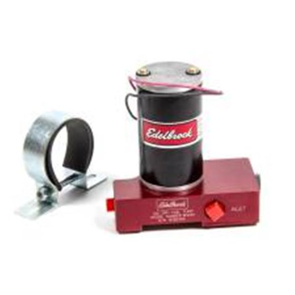 Edelbrock 182051 120 gph at 6.5 psi Preset 0.37 in. NPT Inlet & Outlet Aluminum Quite-Flo Electric Fuel Pump, Red Anodize