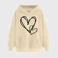 thumbnail image 5 of Oversized Hoodies for Women Graphic Heart Pullover Hooded Sweatshirt Drawstring Long Sleeve Loose Pockets Top with Hood (Khaki S), 5 of 5