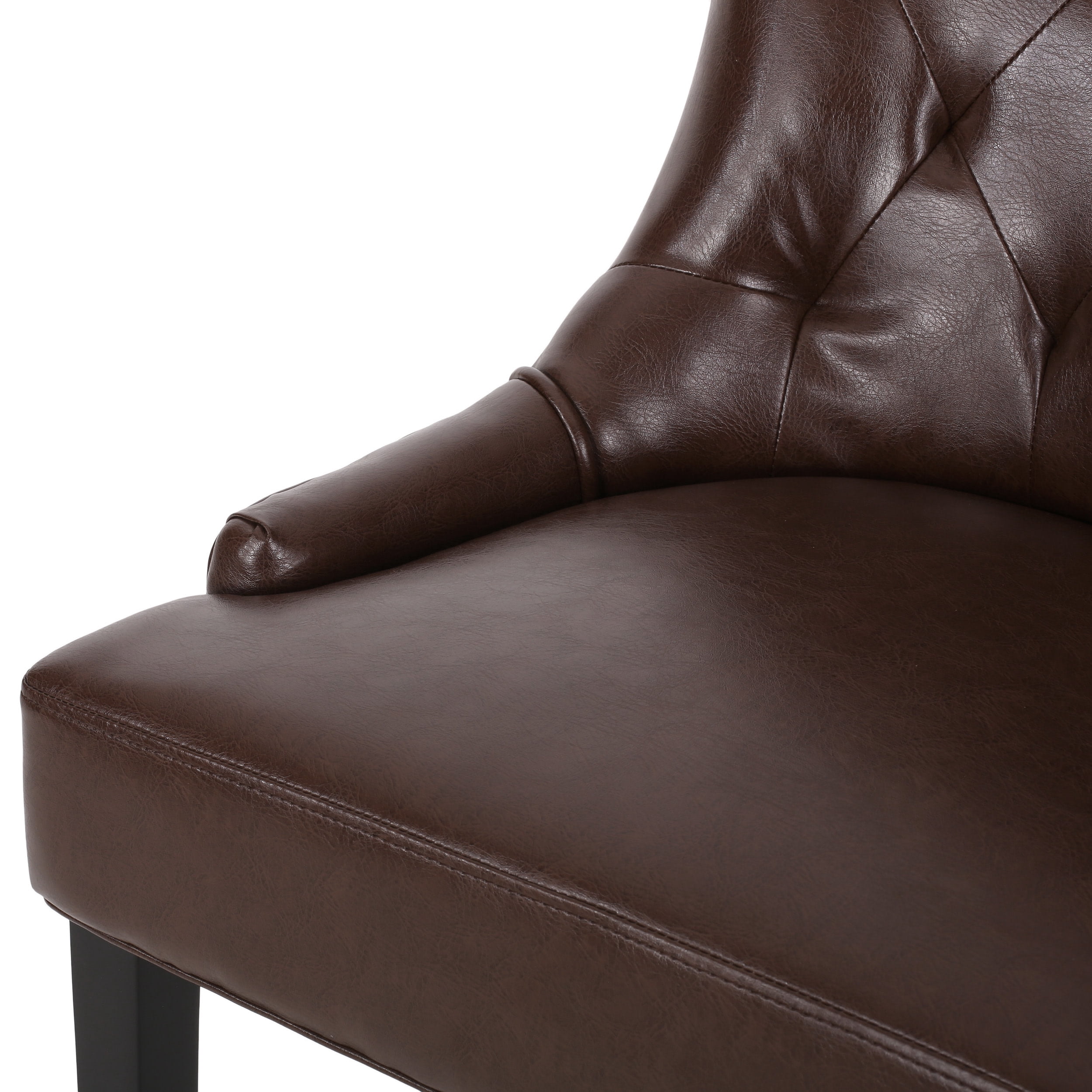 Noble House Will Contemporary Faux Leather Dining Chairs, Set of 6, Dark Brown