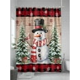 thumbnail image 5 of Fsddascl Christmas Snowman Shower Curtain Set - 72" x 78" Washable Bathtub Curtain with 12 Hooks, Xmas Tree Red Buffalo Plaid Wooden Waterproof Fabric Stall Shower Curtains for Bathroom/Bathtub, 5 of 6
