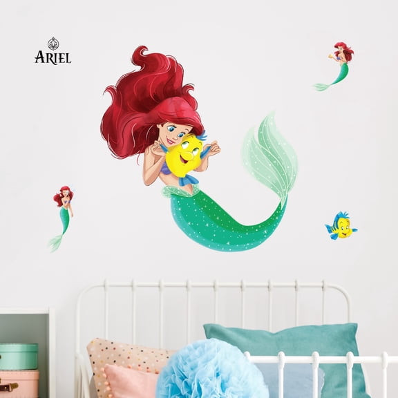 Disney Princess Ariel Wall Decal Set - Large 21" Peel and Stick Little Mermaid Vinyl Stickers | Kids Bedroom Playroom Nursery Decor