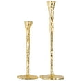thumbnail image 4 of Northlight Slim Textured Metal Taper Holders with Lily Pad Base - 16" - Gold - Set of 2, 4 of 6