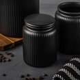 thumbnail image 2 of Thyme & Table, Small Ceramic Ribbed Kitchen Organization Jar, Black, 2 of 6