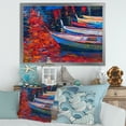 thumbnail image 3 of Boats During Warm Sunset Resting On The Water IX 32 in x 16 in Framed Painting Canvas Art Print, by Designart, 3 of 4