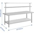 thumbnail image 2 of ATENOW 60'' x 36'' Stainless Steel Work Table, NSF Heavy Duty Commercial Food Prep Worktable with Overshelves & Adjustable Shelf, for Kitchen Prep Work, 2 of 7