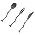 thumbnail image 2 of MasteelfCA 3pcs Spoon Fork Set Stainless Steel Vintage Flatware Tree Branch Design Fruit Cutlery for Home Restaurant (Black), 2 of 8
