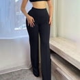 thumbnail image 2 of Jacenvly wide leg pants for women Extra Long Elastic Waisted Plain women's pants Fashion Comfortable Solid Color Leisure Pants High Waist Pants, 2 of 8
