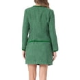 thumbnail image 3 of Conjunto de traje para mujer INSPIRE CHIC de 2 piezas, chaqueta corta de tweed a cuadros y falda, talla XL, verde, 3 of 6