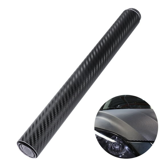 TAILTOSS Carbon Fiber Vehicle Hood Wrap 3D Carbon Fiber Wrap Roll DIY Sticker Black PVC Shape 1Pcs