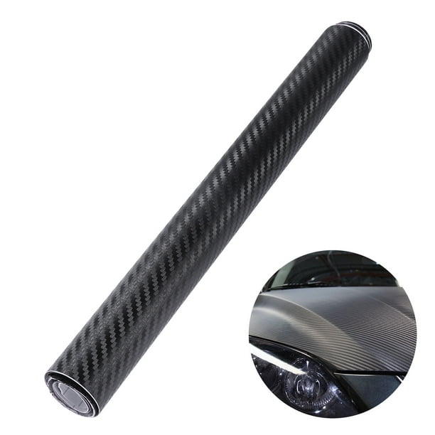 Rollo de fibra de carbono 3D para decoración de coche, 30 x 127 cm (negro)