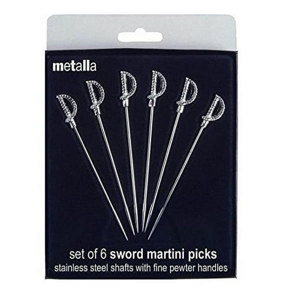 Prodyne Miniature Sword Martini Picks (Set of 6), Metallic