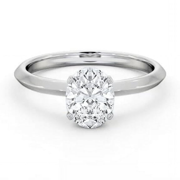 Dash Jewel Oval-Cut 1.8Ct Lab-Created Diamond Knife-Edge Shank Solitaire  14K White-Gold Plated  Womens Engagement Wedding Anniversary Gift