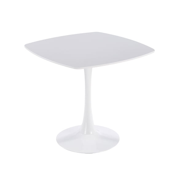 White Square Tulip Table for 2-3 Person, 24" Small Dining Table with Metal Pedestal Base, Modern Kitchen Table for Small Space, Apartment, Bistro, Cafe, Office & Living Room, Matte White MDF Top