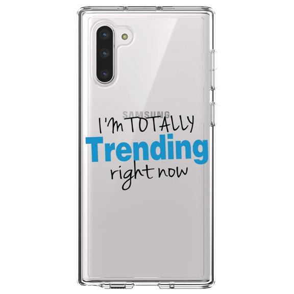 DistinctInk Clear Shockproof Hybrid Case for Samsung Galaxy Note 10 (6.3" Screen) - TPU Bumper Acrylic Back Tempered Glass Screen Protector - I'm Totally Trending Right Now