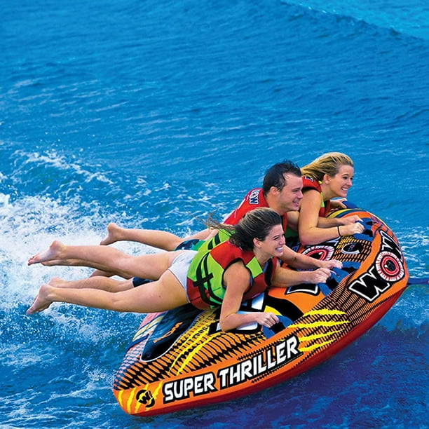 WOW Watersports Super Thriller Inflatable 3-Person Towable Boating Deck Tube