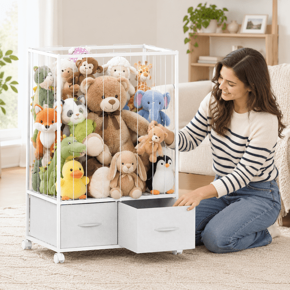 40.5" H Metal Extra Large Vertical Stuffed Animal Organizer Rack