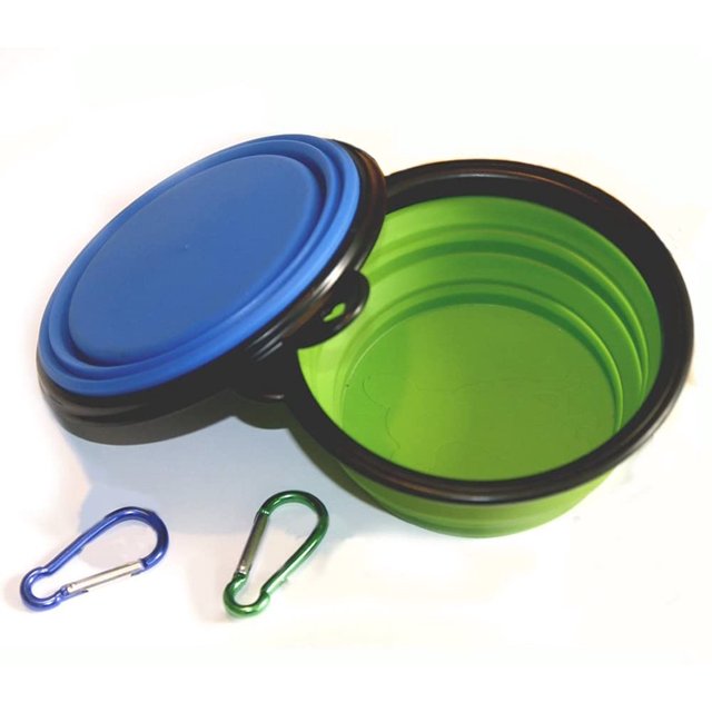 Paquete de 2 Tazones Plegables para Perros TUNC Plato de Taza Extensible Plegable Azul y Verde