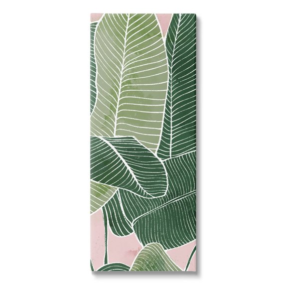Pink Tropical Patterned Leaves Botanical & Floral Graphic Art Gallery Wrapped Canvas Print Wall Art