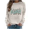 thumbnail image 1 of Xuyuer Women Long Sleeve Mama Sweatshirts Oversized Crewneck Pullover Hoodless Casual Knit Graphic Mom Tops, 1 of 5