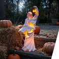 thumbnail image 5 of Halloween Ghost Lantern Resin Outdoor Yard Decoration with Warm LED Light, Waterproof Spooky Porch Tabletop Ornament for Front Door Garden Party, Eerie Holiday Seasonal Display Gift for Adults, 5 of 7