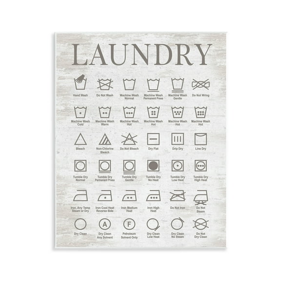 Stupell Industries Laundry Symbols Guide Typography Painting Unframed Art Print Wall Art, 11 x 14