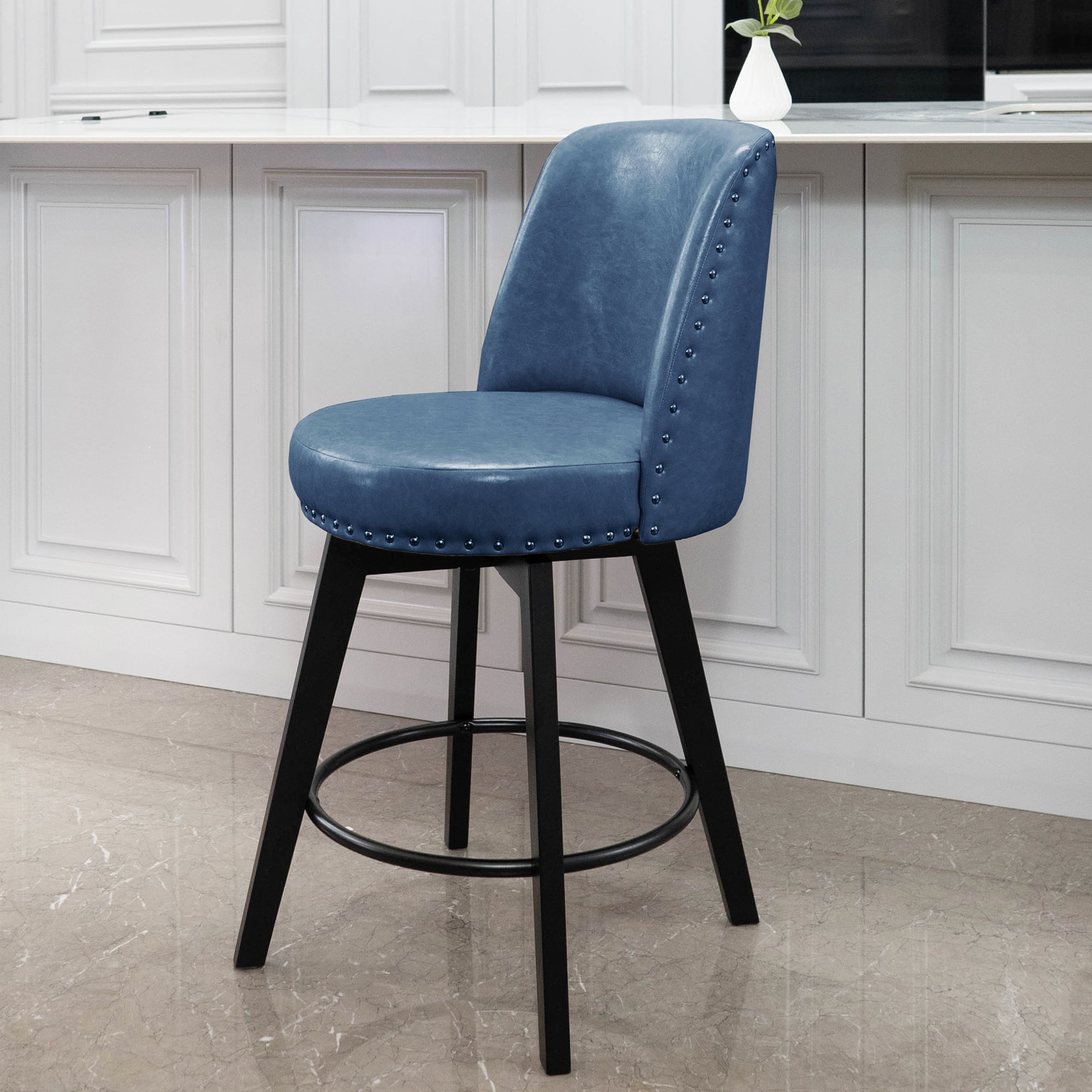 MINCETA Counter Stools,26" 360 Free Swivel High Back Full Back