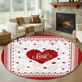 thumbnail image 2 of Round Rugs 6 Ft, Red Valentine's Day Non Slip Area Rugs for Kitchen Bedroom Entryway, Love Heart Romantic Valentines Washable Carpet Runner Rug Floor Mats for Bedroom Home Decor, 2 of 9