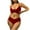 Red, variant on yievot Women's Bikini Sets Two Piece Swimsuit Ruched High Waisted Tummy Control Twist Front Bathing Suits